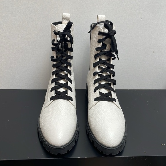 SENSO Jackson ankle boots white combat lace up leather US7 - Picture 4 of 12